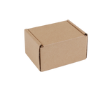 A small brown cardboard box with a hinged lid, shown from an elevated perspective on a solid white background.