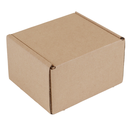 A small brown cardboard box with a flat top, shown on a plain white background.