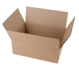 An open brown cardboard box shown on a plain white background.