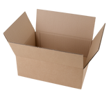 An open brown cardboard box shown on a plain white background.