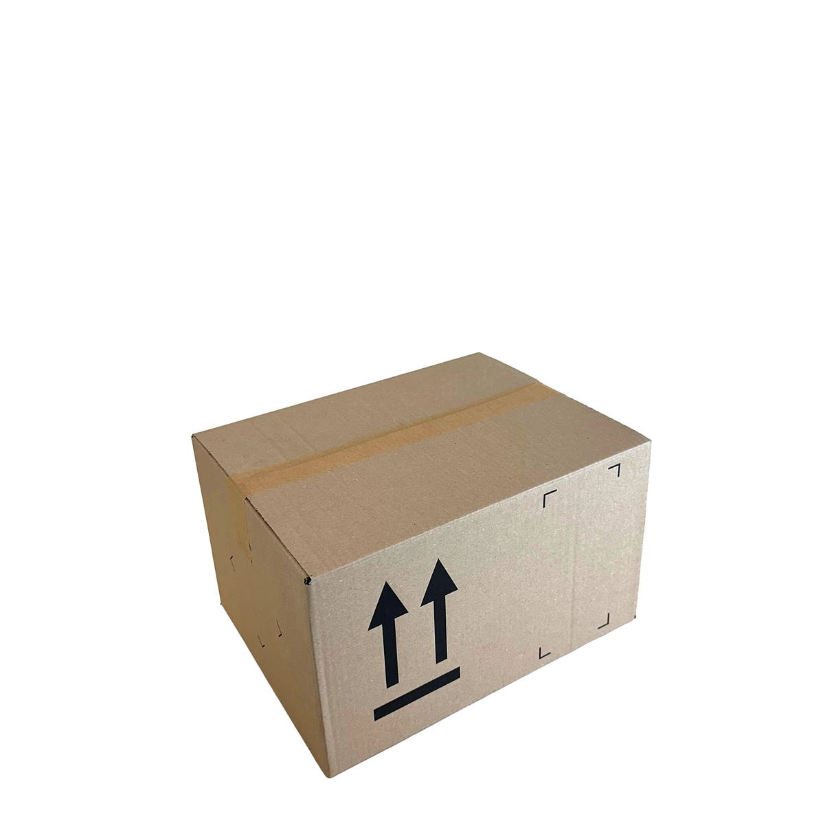 Cardboard box with shipping symbols on a white background
