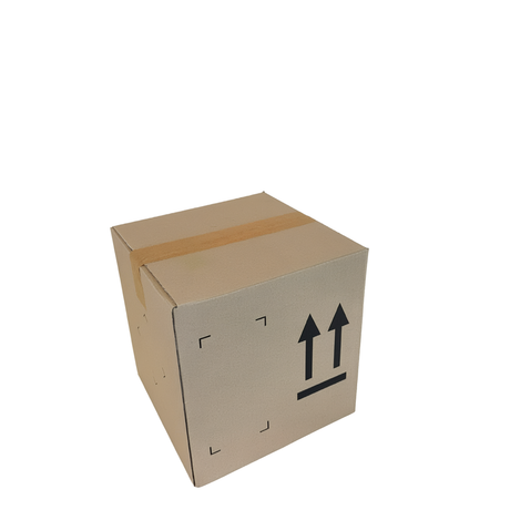 Cardboard box with shipping symbols on a white background