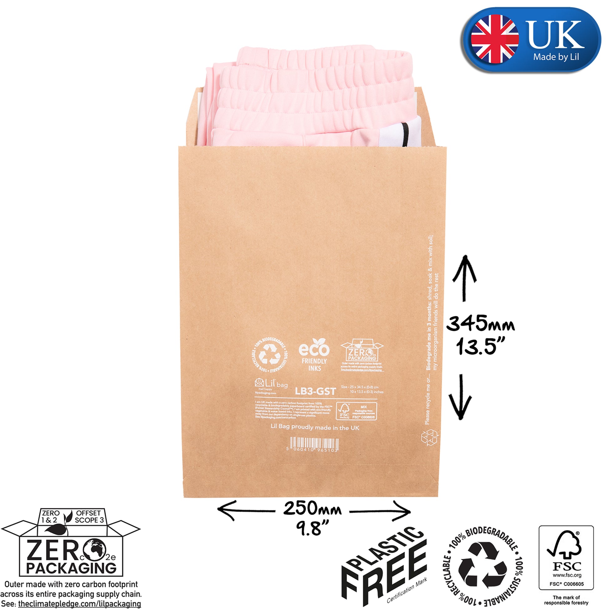 LB3-gst Gusseted Paper Mail Bag | Lil Packaging