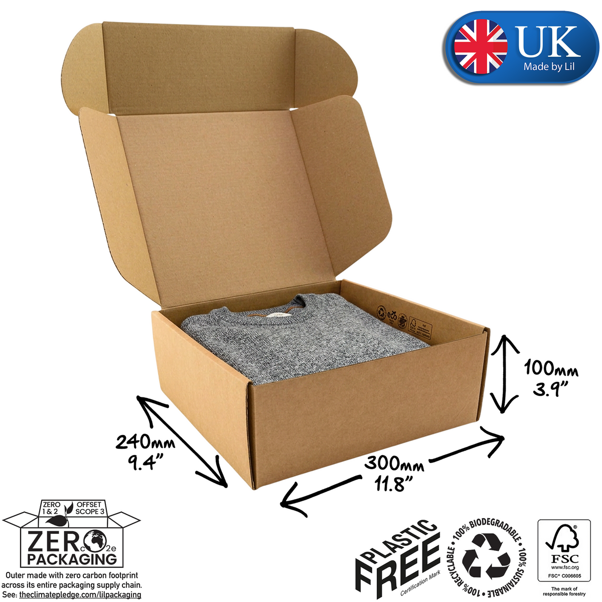 A4 Cardboard Postal Boxes 300 x 240 x 100mm RPT18