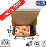 Cardboard box with a colorful patterned box inside, labeled '40% Off' and 'Made by UK'.