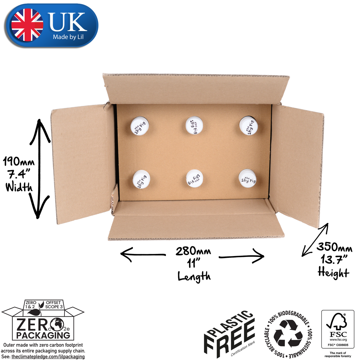 6 Bottle Packaging Box with Integrated Dividers & Neck Protectors