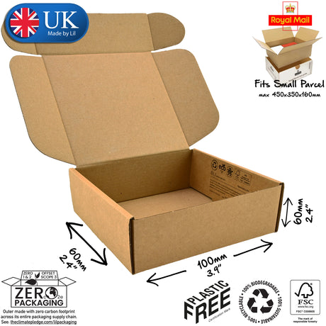 10x6x6cm Cardboard Postal Box Lil Packaging