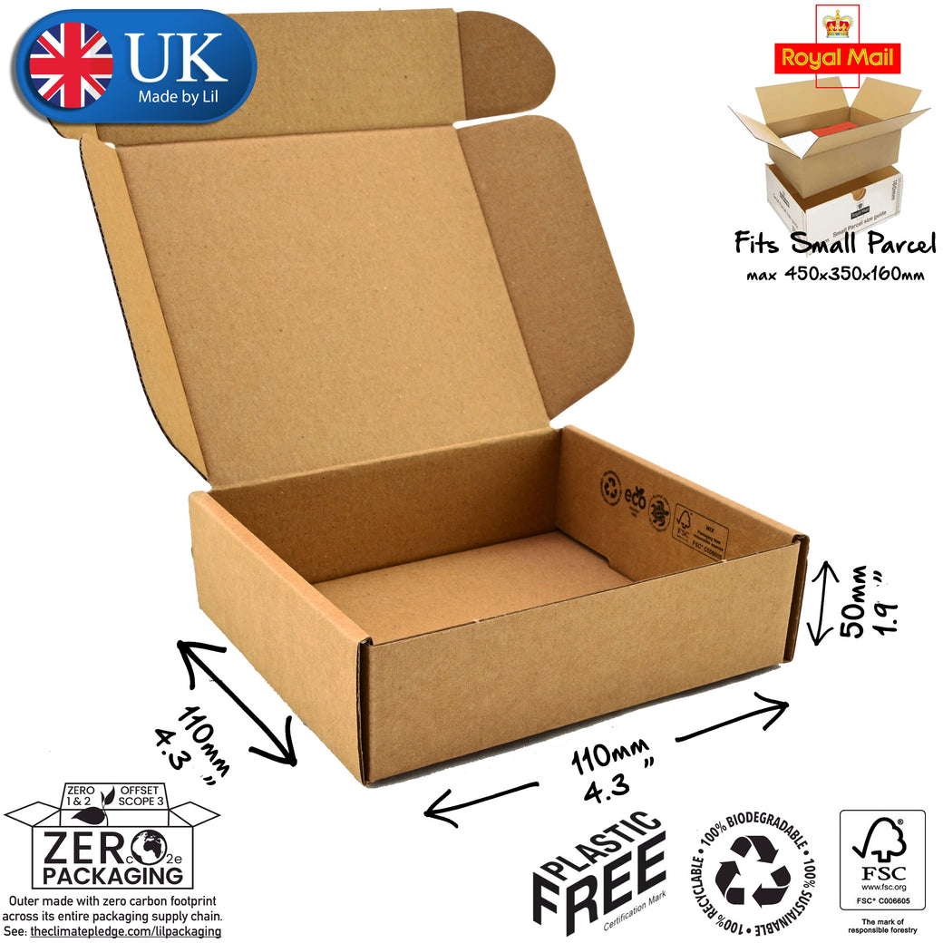 11x11x5cm Cardboard Postal Box Lil Packaging