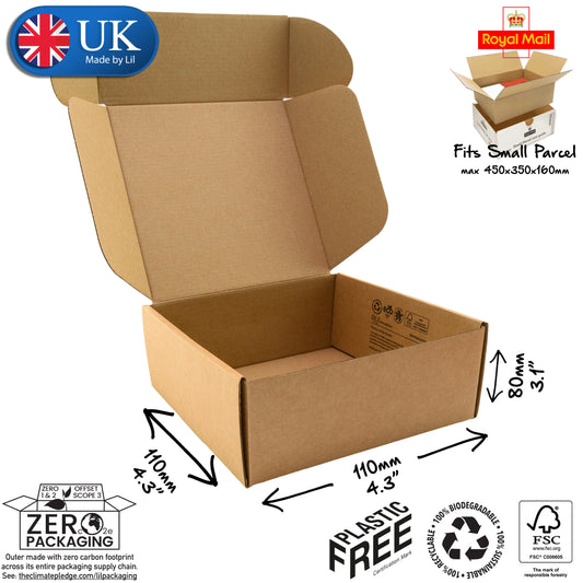 11x11x8cm Cardboard Postal Box Lil Packaging