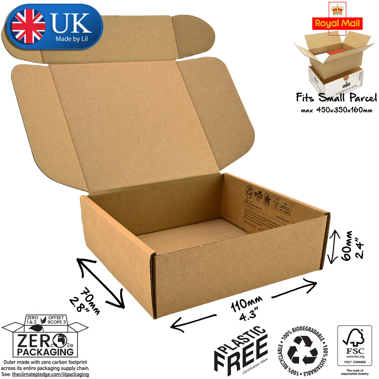 11x7x6cm Cardboard Postal Box Lil Packaging