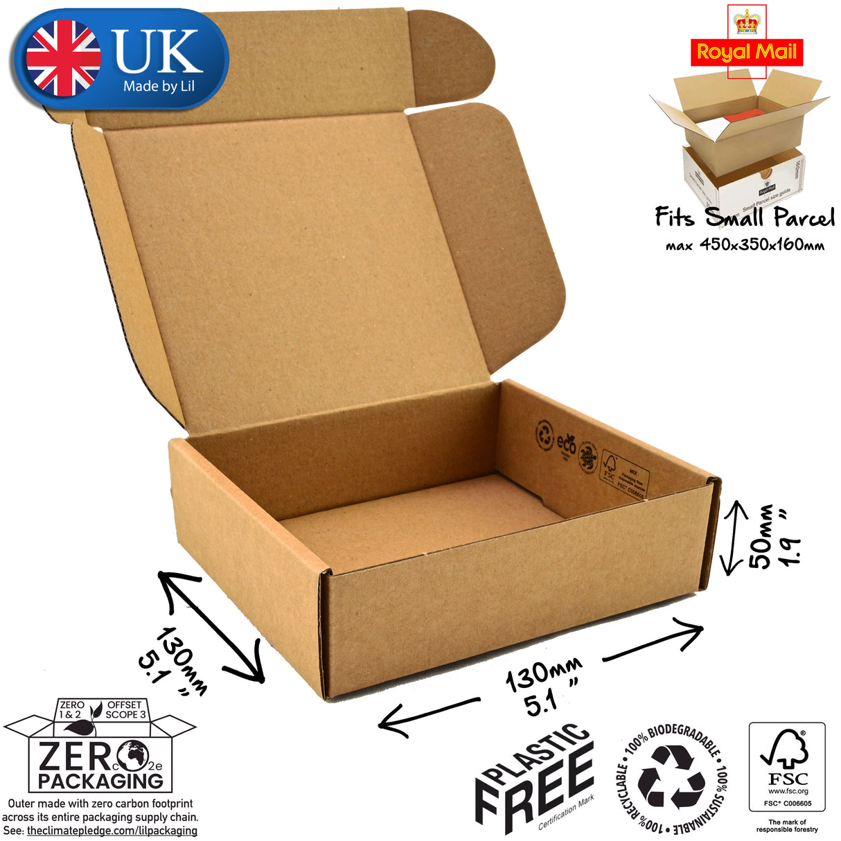 13x13x5cm Cardboard Postal Box Lil Packaging