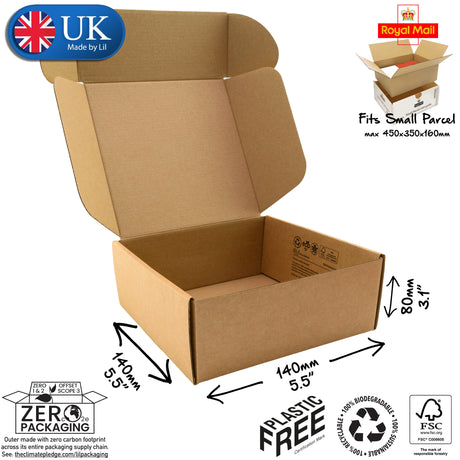 14x14x8cm Cardboard Postal Box Lil Packaging