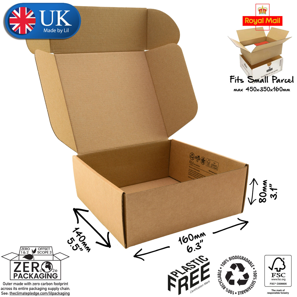 61x14x8cm Cardboard Postal Box Lil Packaging