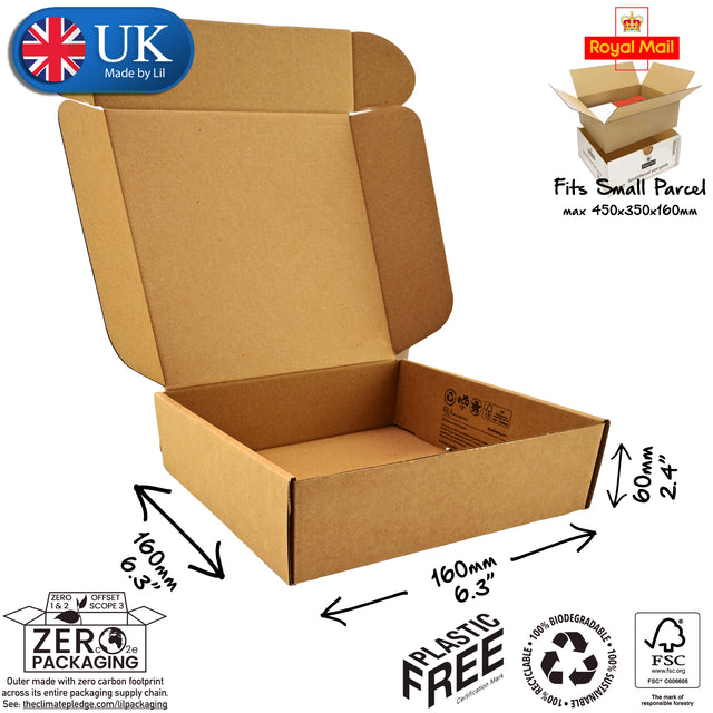 16x16x6cm Cardboard Postal Box Lil Packaging