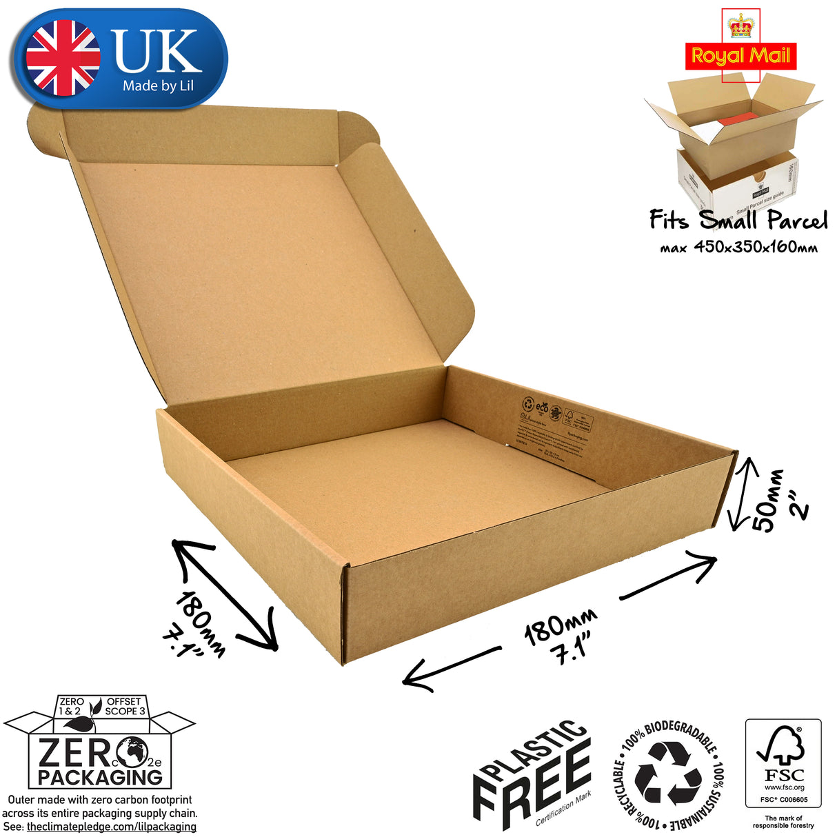 18x18x5cm (7x7x2" inches) Cardboard Postal Box