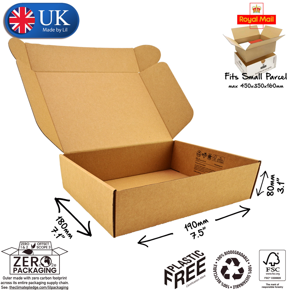 19x18x8cm Cardboard Postal Box Lil Packaging