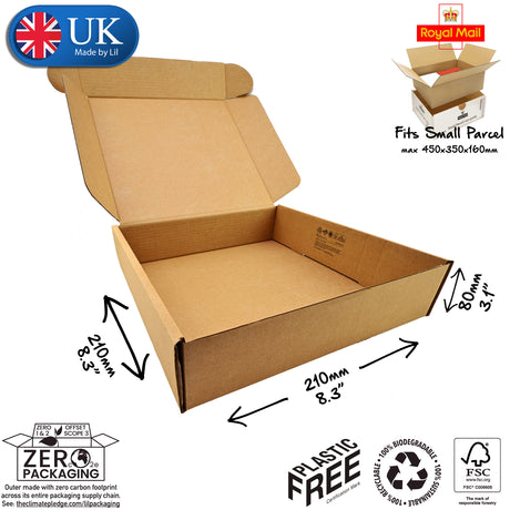 21x21x8cm Cardboard Postal Box Lil Packaging