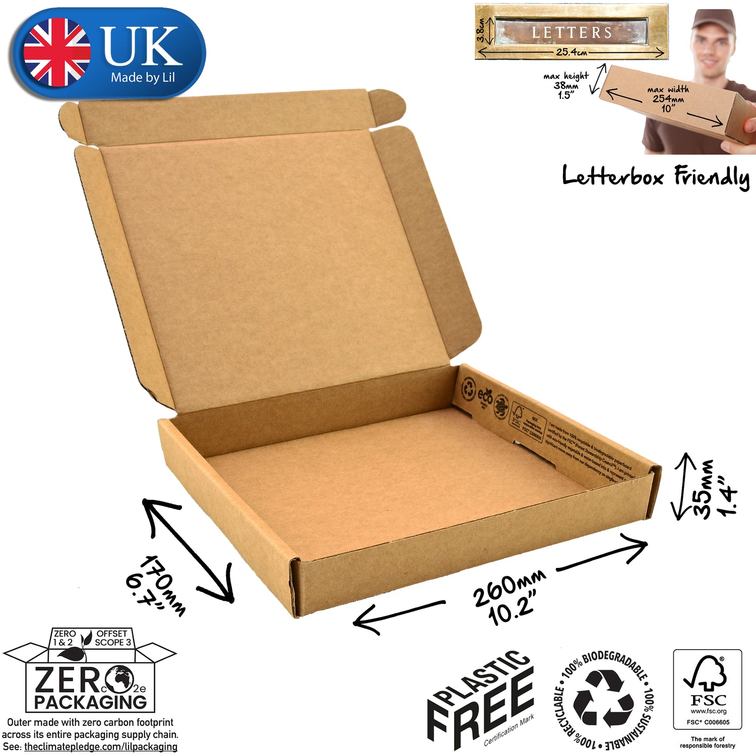 26 x 17 x 3.5cm Cardboard Postal Boxes – Lil Packaging®