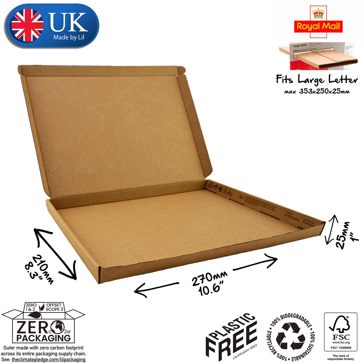 27x21x2.5cm Cardboard Postal Box