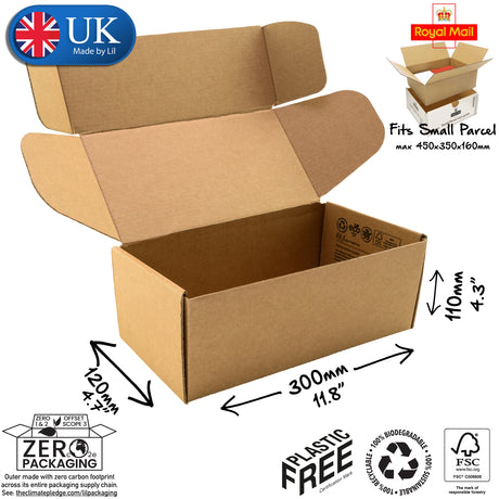 30x12x11cm Cardboard Postal Box Lil Packaging