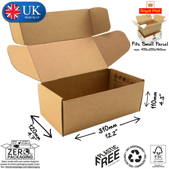 31x12x11cm Cardboard Postal Box Lil Packaging