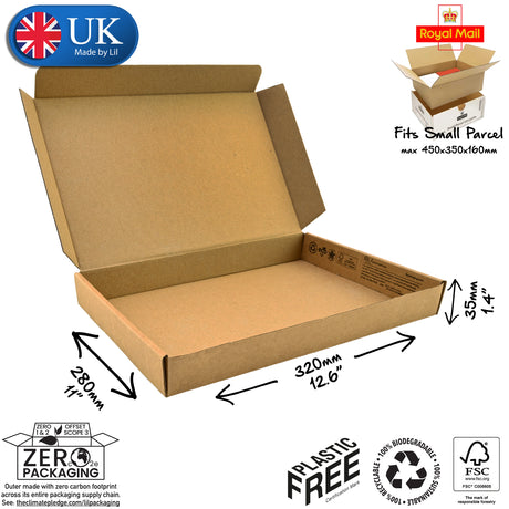 32x28x3.5cm Cardboard Postal Box Lil Packaging