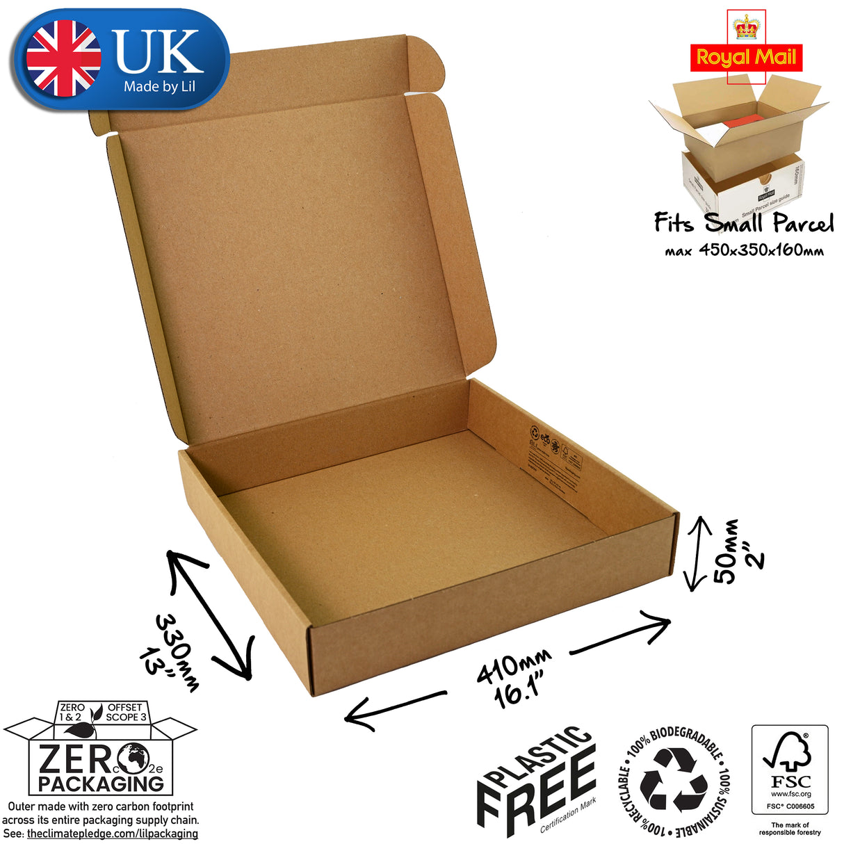 41x33x5cm (16x13x2" inches) Cardboard Postal Box